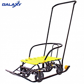 Снегомобиль Snow Galaxy Black Auto с желтыми рейками на больших мягких колесах (Galaxy, 6086RT)